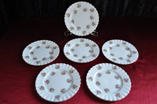 Royal Albert "Forget-Me-Not Rose" 6 x Cake Plates.
