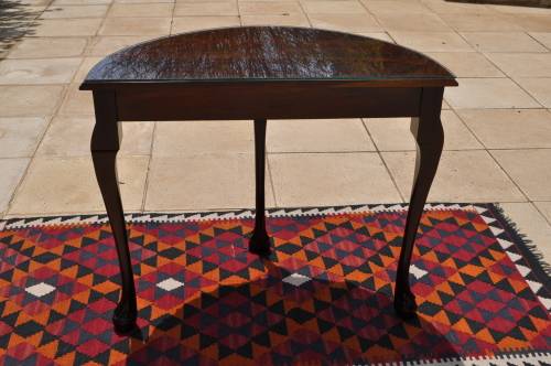 Stinkwood Ball & Claw Half Moon Table With Glass Top.  --  Collections Only!!!