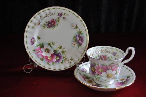 Royal Albert Flower Of The Month October "Cosmos" Trio