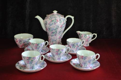 Shelley "Summer Glory" 13 Piece Coffee Set.       -      Collection or Courier Please!