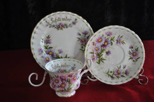 Royal Albert Flower Of The Month September "Michaelmas Daisy" Trio