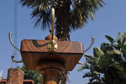 Walnut Carved Hat Stand Presented to The Mayor & Mayoress Of JHB. - J.D.R Opperman 1979 - 1980