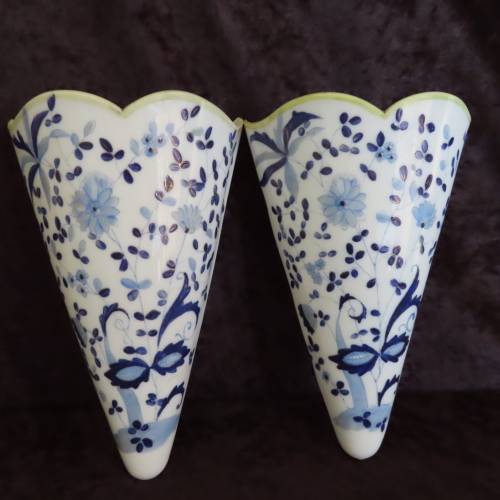 Glass Wall Pockets/Vases - Damaged!