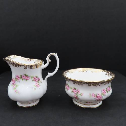 Royal Albert Dimity Rose Coffee Creamer & Sugar Bowl