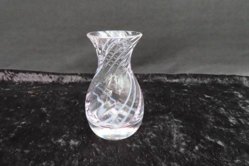 Caithness Crystal Vintage  Pink Glass Striped Posy Vase