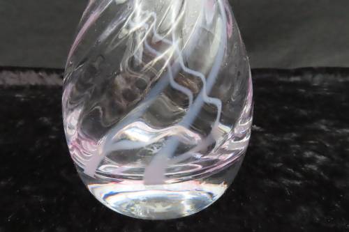 Caithness Crystal Vintage  Pink Glass Striped Posy Vase