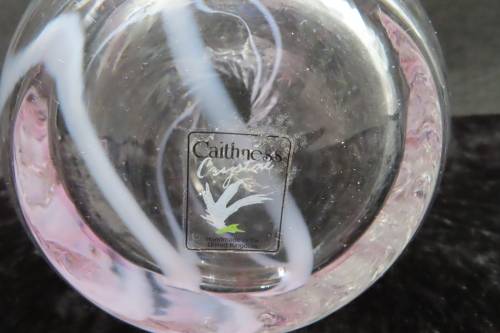 Caithness Crystal Vintage  Pink Glass Striped Posy Vase