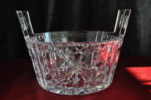 Two Handled Cut Crystal Bowl  --  Damage Free !!