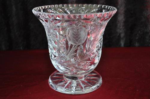 Rose Cut Crystal Footed Vase