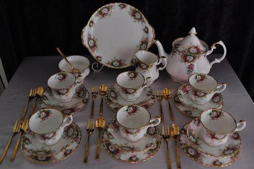 Royal Albert "Celebration" Tea Set & Cutlery 23 Carat Gold