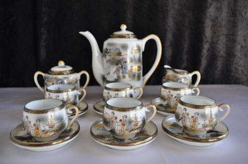 Japanese Coffee Set "Common Giesha" - Lithophanes Inside The Cups.