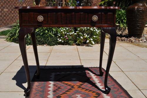 Imbuia Cabriole Leg Entrance Hall Table With Drawer.  -- Collections Only!!!
