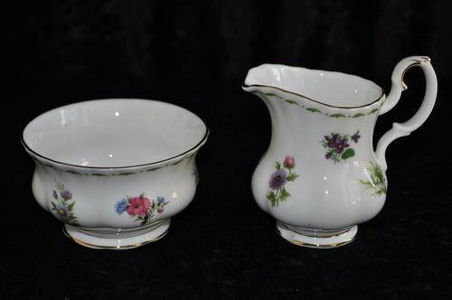 Royal Albert Flower Of The Month Series - Milk Jug & Sugar Bowl
