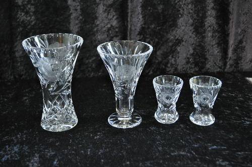 Selection of Rose Cut Crystal Vases  --  Damage Free!!!