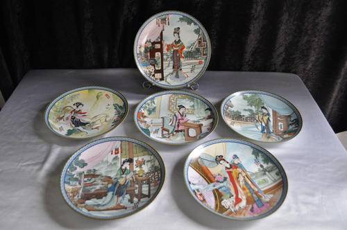 Imperial Jingdezhen Plates x 6 - Beauties Of The Red Mansion