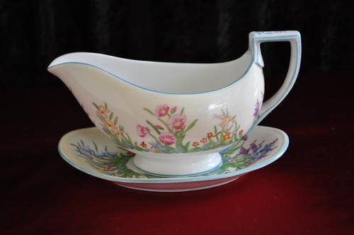 Wedgwood "Prairie Flowers" Gravy Boat & Saucer.