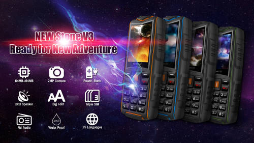 VKWORLD Stone V3 New Version 2.4" IP68 Waterproof / Dropproof / Dustproof Rugged Phone - Yellow