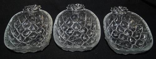 Set of 3 Molded Glass Pineapple Shaped Dessert Bowls
