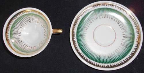 German Porcelain 12 Piece Set of 4 Leg Coffee Cup,Saucer Duos