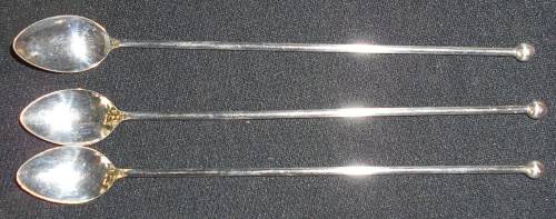 Vintage German Silver Plate Long Swizzle or Dessert Spoons
