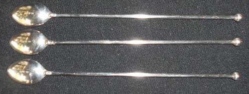 German Silver Plate Long Swizzle or Dessert Spoons