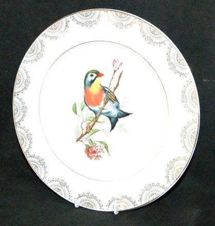 DM84Sale Large Bird Display Plate with Gilded Edge @@@ Crazy Low R1 Start