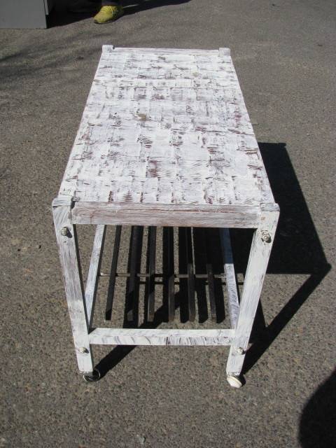 DM84Sale A VINTAGE 2 TIER PAINT EFFECT TROLLEY ON CASTORS @@@ Crazy Low R1 Start
