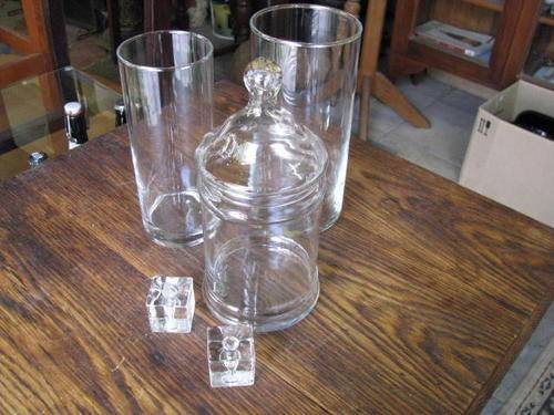 %%%% A JOBLOT OF GLASS ITEMS... ONE LOVELY STORAGE JAR WITH LID...ALL GOOD CONDITION  %%%%