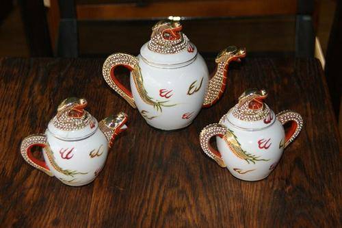GORGEOUS OLD ORIENTAL DRAGON TEA SET @@@ CRAAZZZYYYY R1 START
