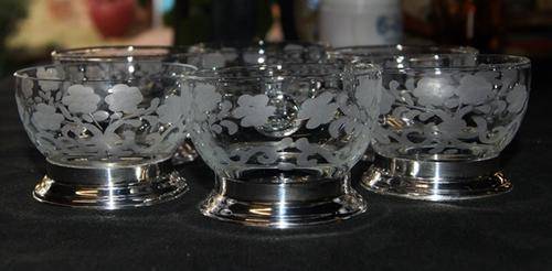 GORGEOUS SET OF 6 NORWEGIAN SILVER AND HAND CUT CRYSTAL CUPS @@@ CRAAZZYYY R1 START