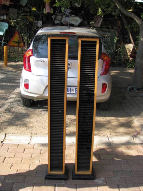2 RETRO 1970'S YELLOWWOOD / IMBUIA TALL 80 CD RACKS ...BID EACH @CRAZY R1 START