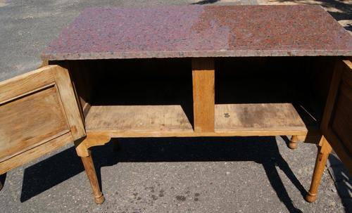 Oak Granite Top Wash Stand