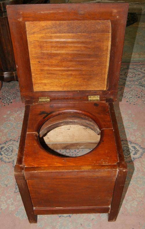 Teak Square Flip Top Commode