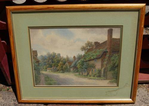 T Shilton 'Small Village' Oil Painting