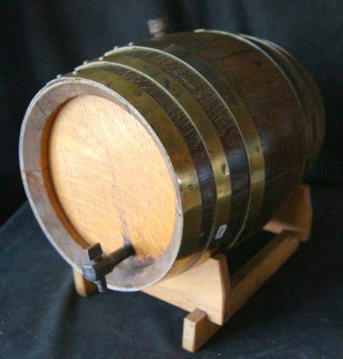 Vintage Miniature Oak Keg with Stand