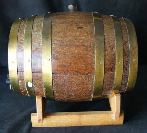 Vintage Miniature Oak Keg with Stand