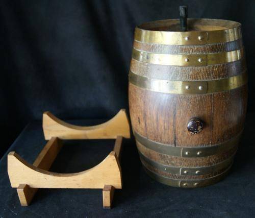 Vintage Miniature Oak Keg with Stand