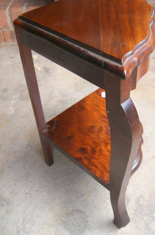 Vintage Imbuia 2 Tier Corner Side Table