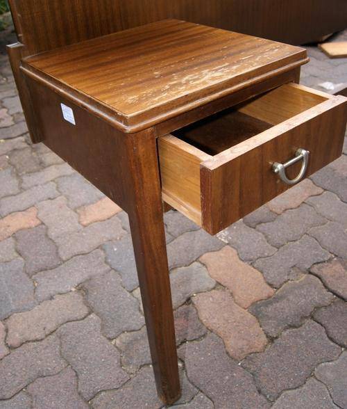 Vintage 1970's Veneer Double Bed Head Board with Pedestals