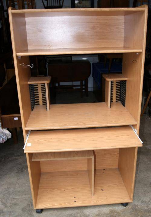 Pine Veneer Upright Computer Office Workstation