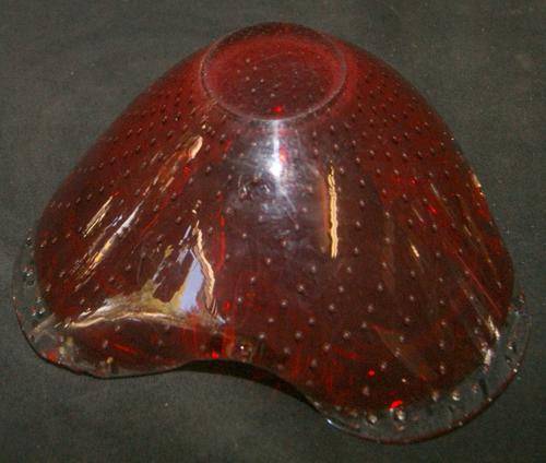 Vintage Murano Red Glass Ashtray