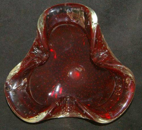 Vintage Murano Red Glass Ashtray