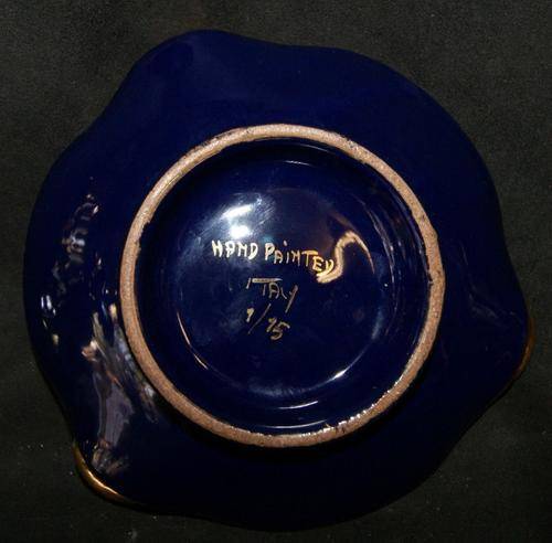 Vintage Italian Hand Painted Blue Bowl or Platter