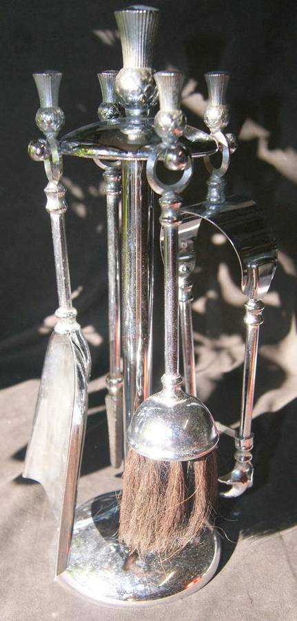 Chrome Plated 4pc Fireplace Tool Set