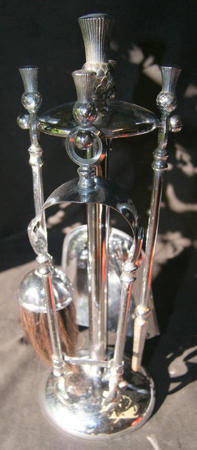 Chrome Plated 4pc Fireplace Tool Set