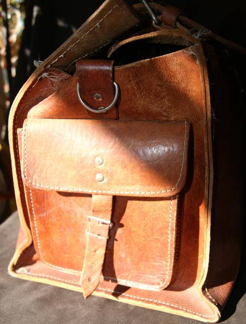 Vintage Large Camel Brown Leather Hold All or Satchel