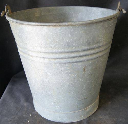 Vintage H&H Large Galvanized Metal Milking Bucket