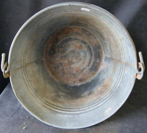 Vintage H&H Large Galvanized Metal Milking Bucket