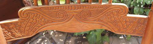Vintage Oak Rocking Chair - Hand carved Back Design