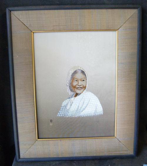 Vintage Chinese Hand Embroidery Needle Painting Portrait